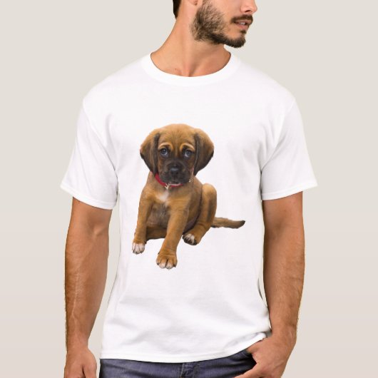 T-shirt Adorable Puppy with Red Collar (Devant)