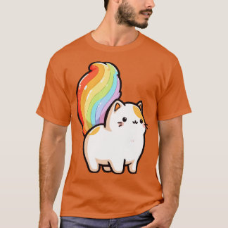 T-shirt adorable queue de chat arc-en-ciel