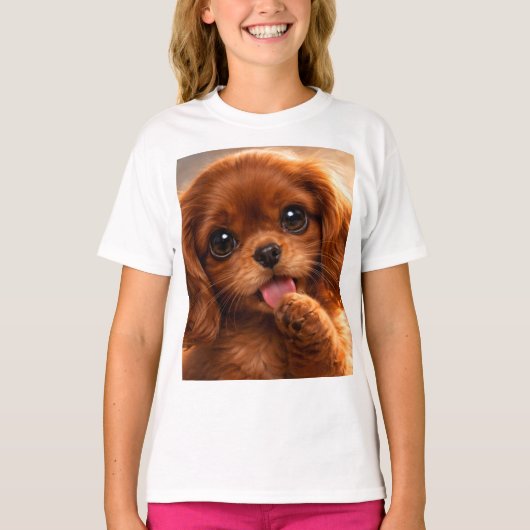 T-shirt Adorable Ruby Cavalier Spaniel (Devant)