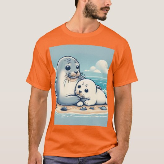 T-shirt "Adorable Seal bébé avec maman - Ocean Love" (Devant)