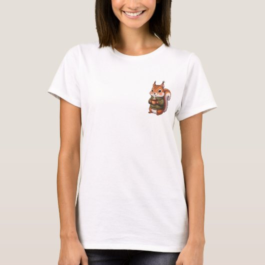T-shirt Adorable Squirrel Wearing Knitted Sweater Holding (Devant)