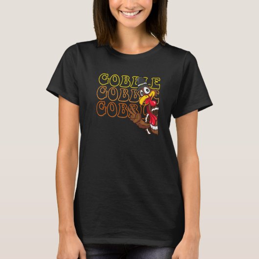 T-shirt Adorable Thanksgiving Turkey Giving Peace Sign (Devant)