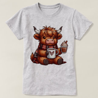 T-shirt Adorable Vache Highland Profitant De Boissons Conf