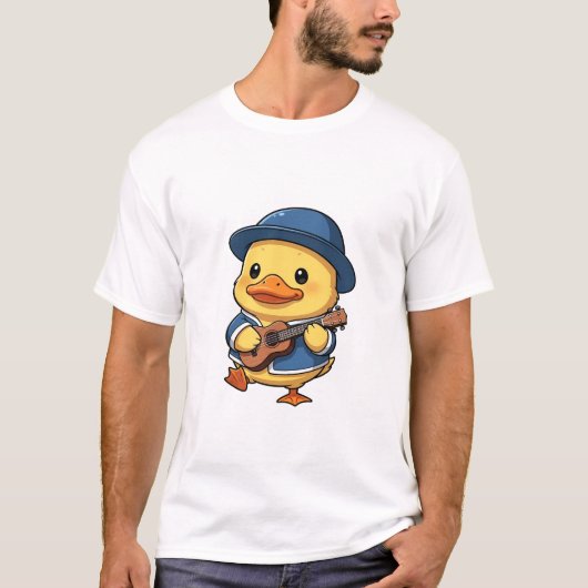 T-shirt Adorable Yellow Duckling Wearing Blue Hat (Devant)