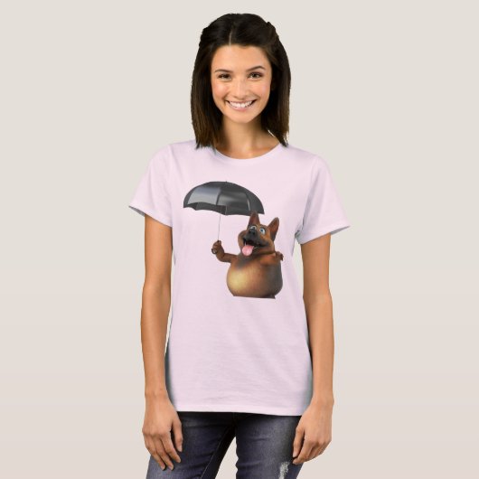 T-shirt Adorables 3D Universe mignon chien avec parapluie (Devant entier)