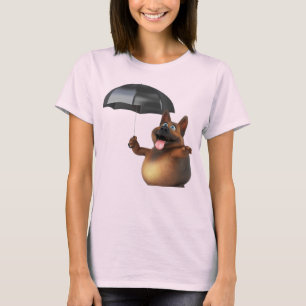 T-shirt Adorables 3D Universe mignon chien avec parapluie 