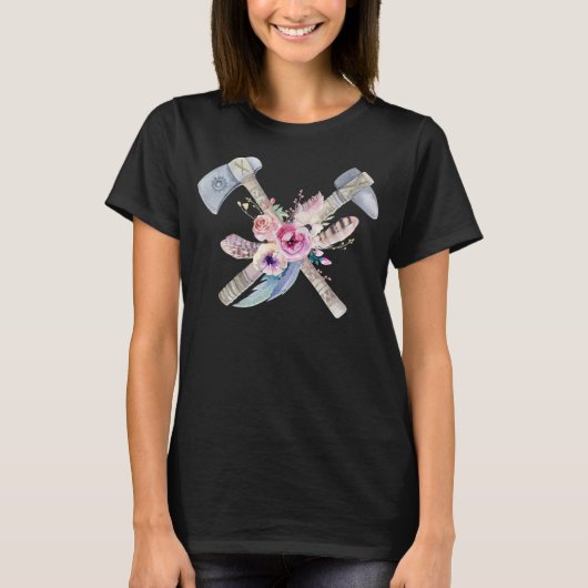 T-shirt Adorables Bohemian Tomahawk & Feathers (Devant)