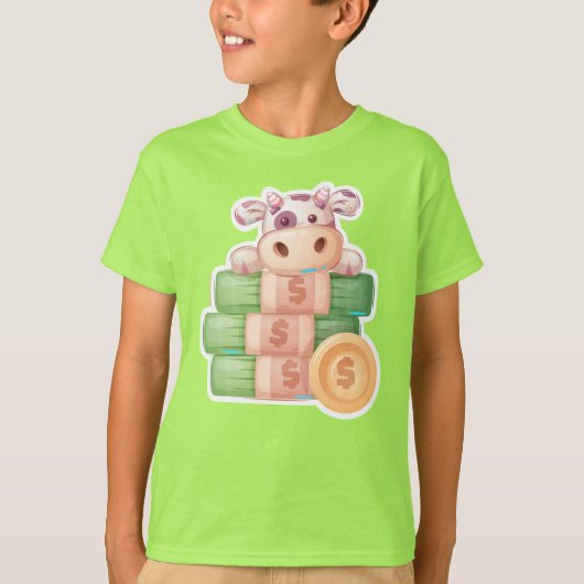 T-shirt Adorables Vache mignonne sur l'argent pour les enf (Devant)