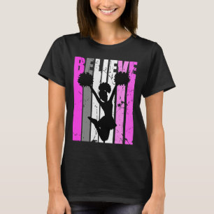 T-shirt Ados Croient Cheerleading Cheerleader Rose Cheer S