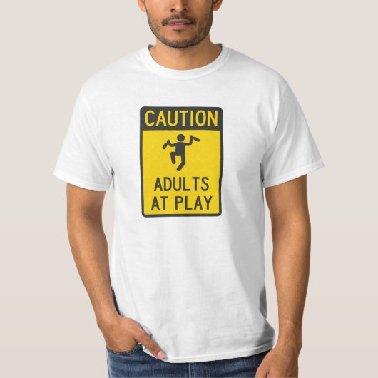 T-shirt Adultes de précaution au jeu (Devant)