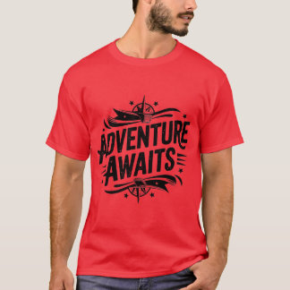 T-shirt Adventure Attend une typographie Vintage
