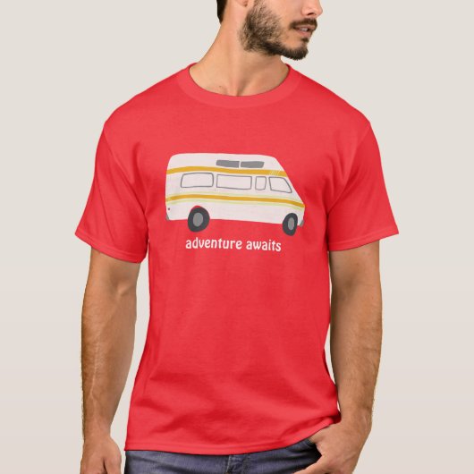 T-shirt Adventure Attend ! Vintage campervan vanlife RV (Devant)