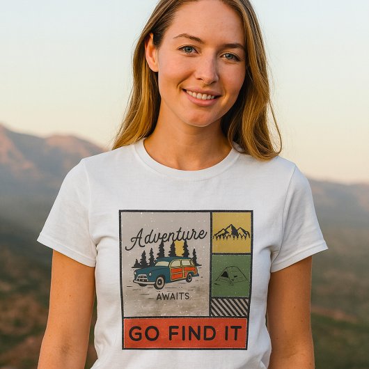 T-shirt Adventure Await Go Find It Retro Camping & Travel