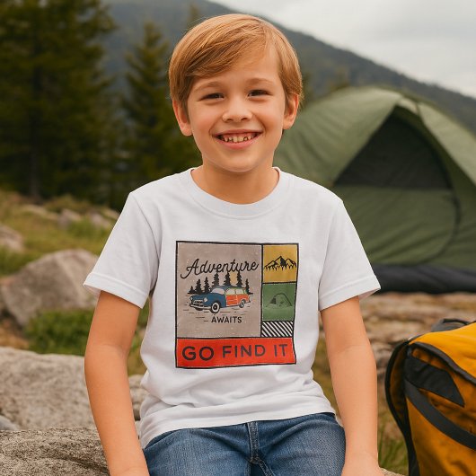T-shirt Adventure Await Go Find It Retro Camping Travel