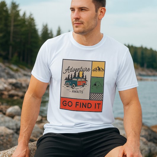 T-shirt Adventure Await Go Find It Retro Camping Travel