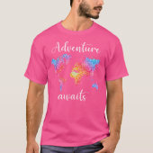 T-shirt Adventure Await Mandala World Map Voyager en plein (Devant)