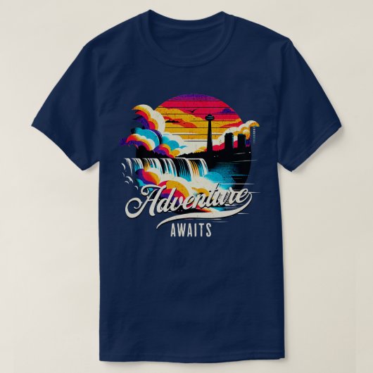T-shirt Adventure Await Niagara Falls Design Vintage (Design devant)