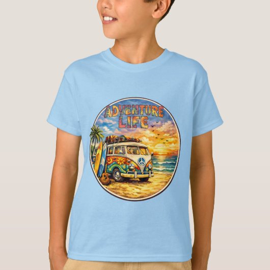 T-shirt Adventure Life Retro Hippie Beach Sunset Graphic (Devant)