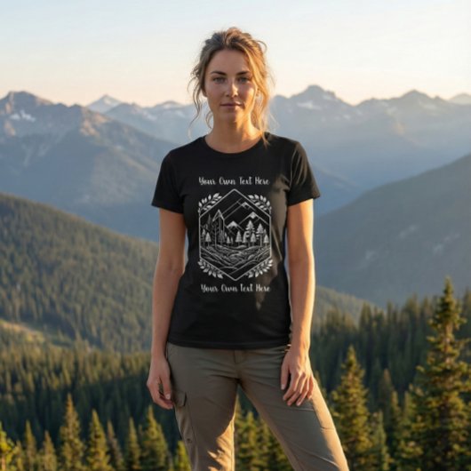 T-shirt Adventure Mountain Hexagon Nature Your Text
