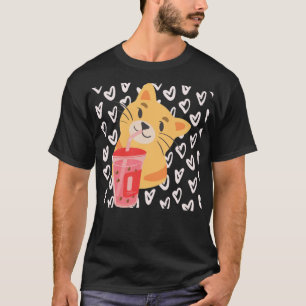 T-shirt Aesthetic Cat Drinking Bob best Cat illustration