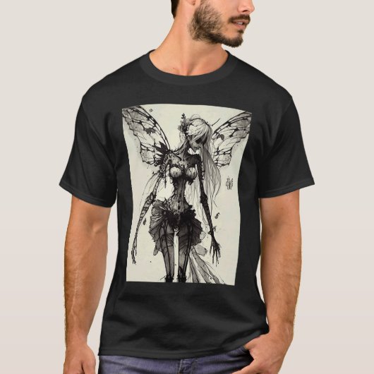 T-shirt Aesthetic Grunge Fairycore Butterfly Gothic Horror (Devant)