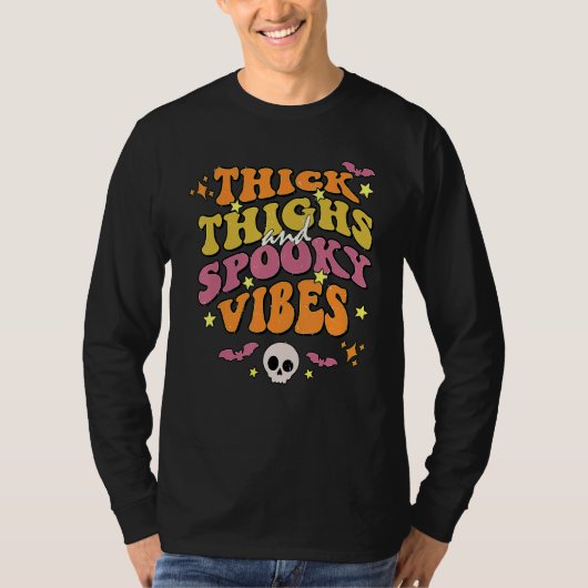 T-shirt Aesthetic Halloween Thick Thighs And Spooky Vibes  (Devant)