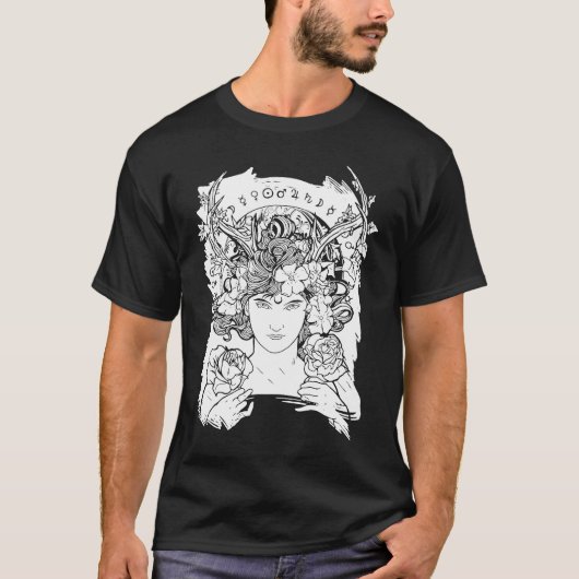 T-shirt Aesthetic Occult Witch Witchcraft Flowers Roses Wo (Devant)