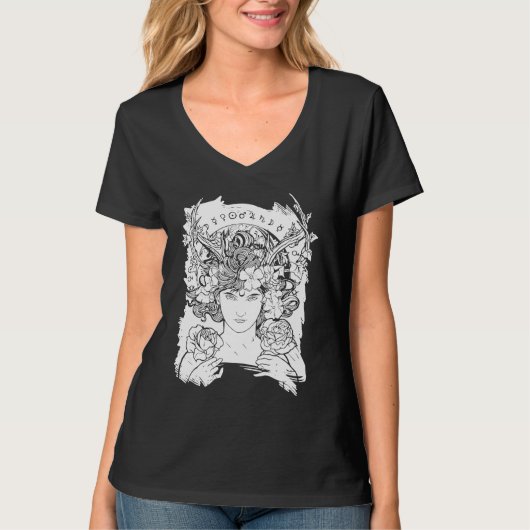 T-shirt Aesthetic Occult Witch Witchcraft Flowers Roses Wo (Devant)