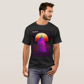 T-shirt Aesthetic Synthwave Outrun Style Grid Sunset sunri (Devant entier)