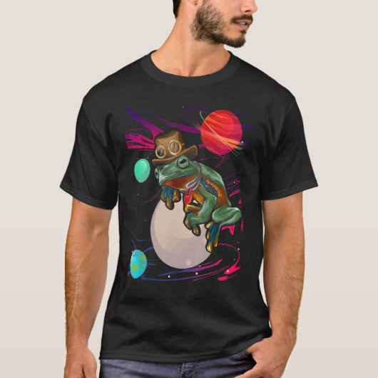 T-shirt Aesthétique Psychedelic Frog Trippy Galaxy Espace (Devant)