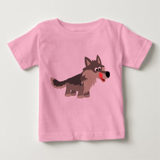 T-shirt affamé de bébé de loup de bande dessinée (Devant)