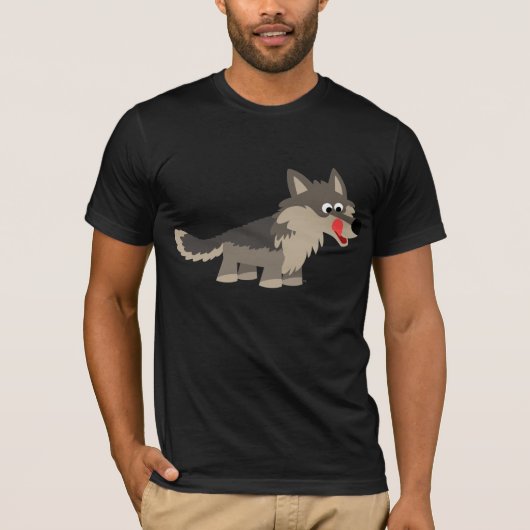 T-shirt affamé de loup de bande dessinée mignonne (Devant)