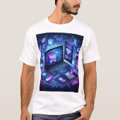 T-shirt affichage d'un ordinateur portable et affichage de (Devant)