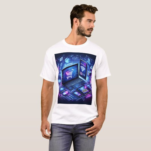 T-shirt affichage d'un ordinateur portable et affichage de (Devant entier)