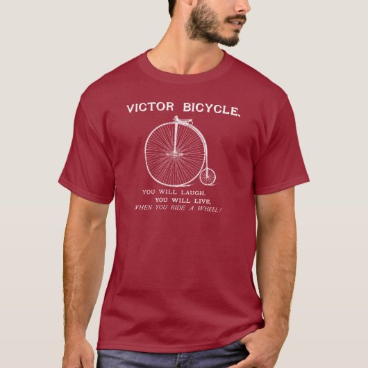 T-shirt Affiche 1880 de bicyclette de Victor, blanche (Devant)