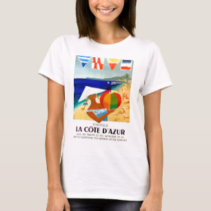T-shirt Affiche 1957 de voyage de Français de Cote d'Azur