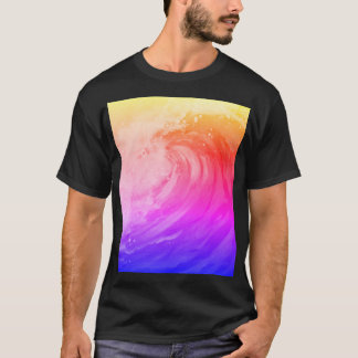 T-shirt affiche arc-en-ciel vif représentant une vague fai