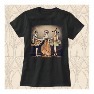 T-shirt Affiche Art Déco Vintage Halloween Flapper Année