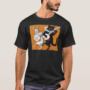 T-shirt Affiche d'art vintage danse lapin chat banjo en dé