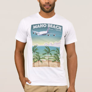T-shirt Affiche d'avion de la plage de Maho Saint-Martin