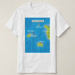 T-shirt Affiche de carte des îles Anglo-Normandes.