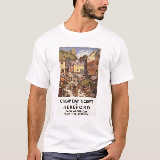 T-shirt Affiche de chemin de fer de scène du marché (Devant)