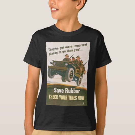 T-shirt Affiche de jeep de vol (Devant)