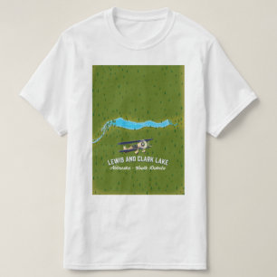 T-shirt affiche de la carte de lewis et clark Lake.