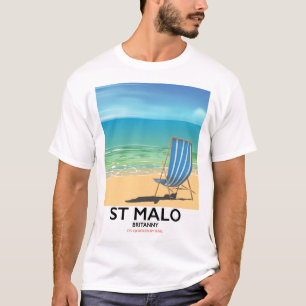 T-shirt Affiche de la plage de Saint-Malo, Bretagne