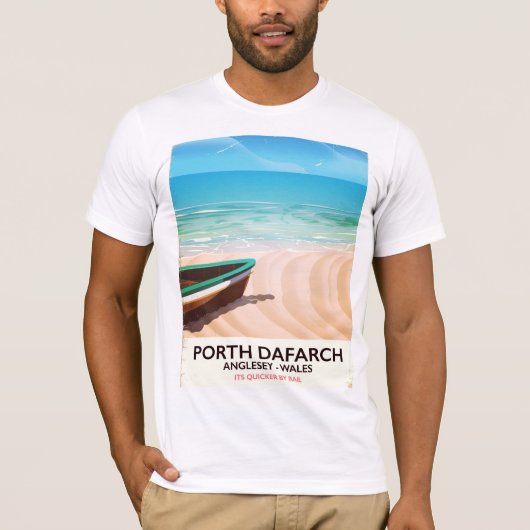 T-shirt Affiche de la plage galloise de Porth Dafarch, Ang (Devant)