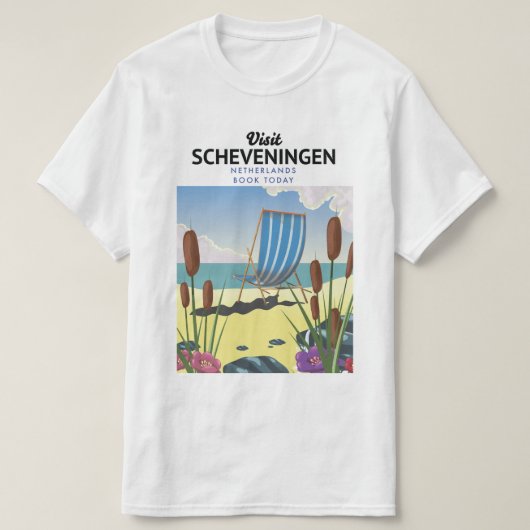 T-shirt Affiche de plage de Scheveningen Pays-Bas (Design devant)