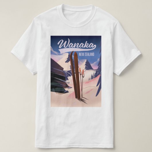 T-shirt Affiche de ski de Wanaka en Nouvelle-Zélande (Design devant)