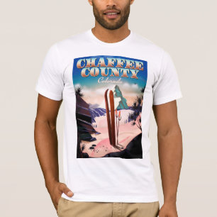 T-shirt Affiche de ski du comté de Chaffee, Colorado.