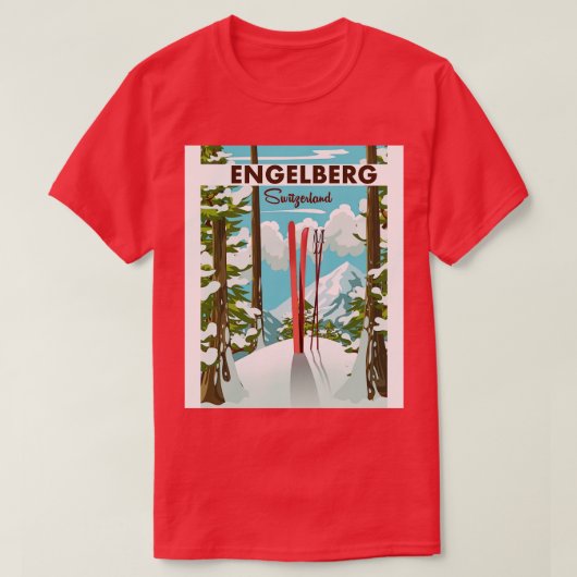 T-shirt Affiche de ski Engelberg Suisse (Design devant)